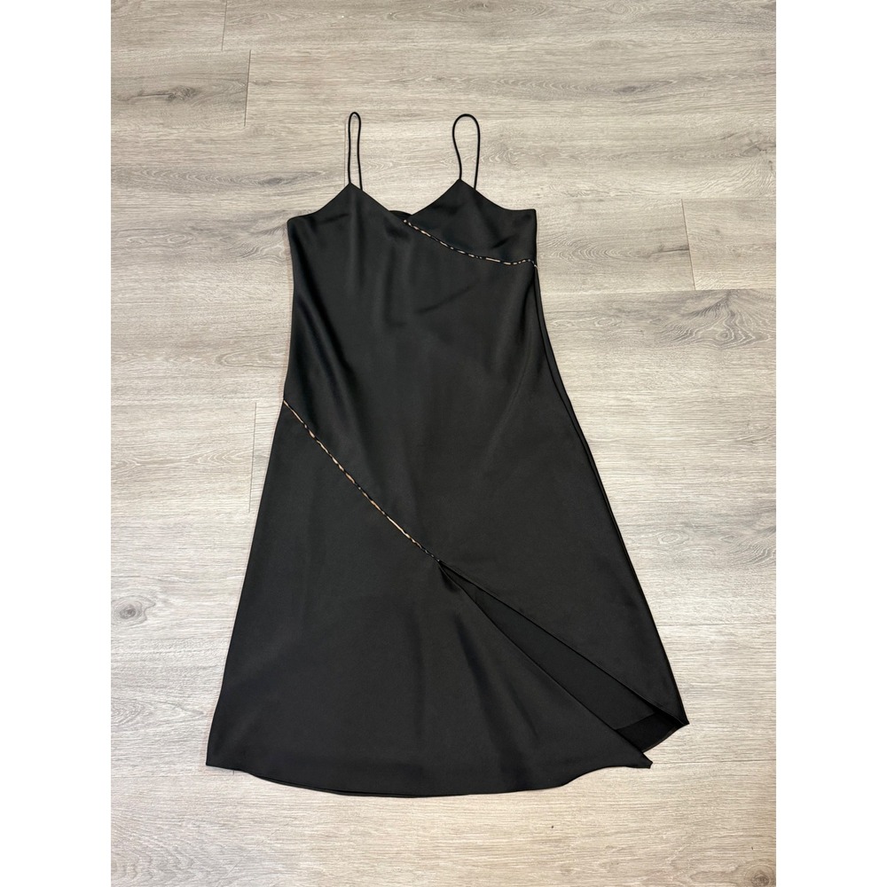 Sam Edelman Leopard Trim Contrast Piping Cami Midi Slip Dress NWT Size 6 - Picture 3 of 8
